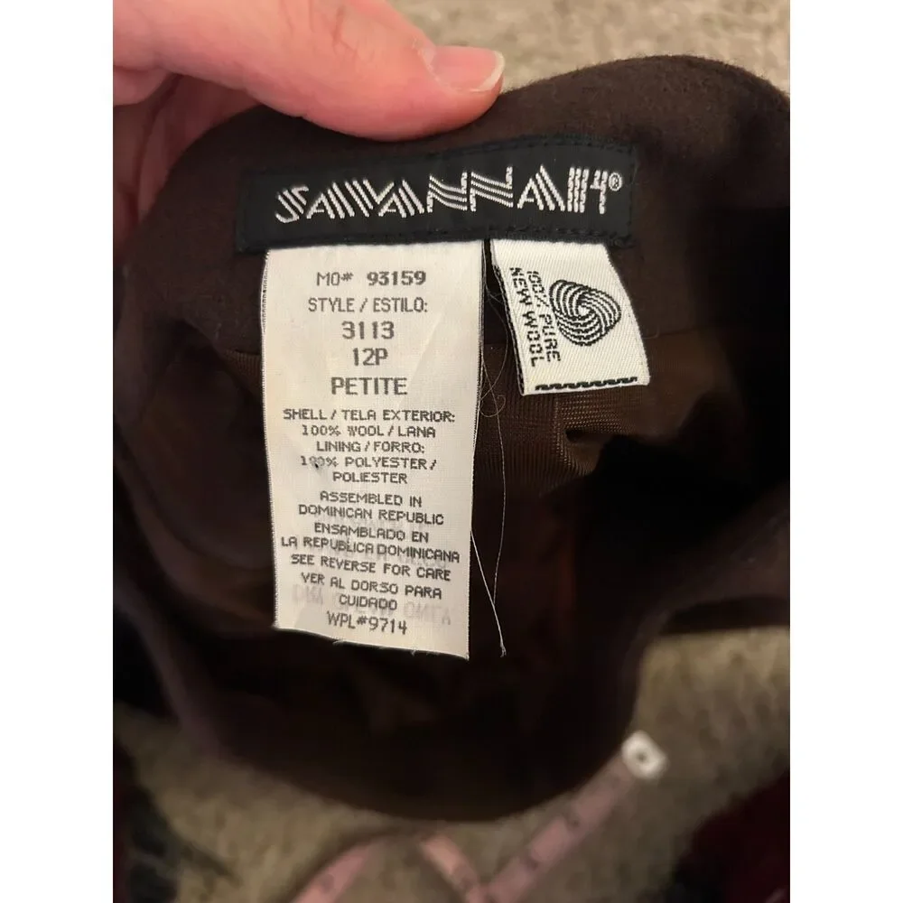 Vintage Savannah‎ 100% Wool Women's Size 12P Mini Skirt